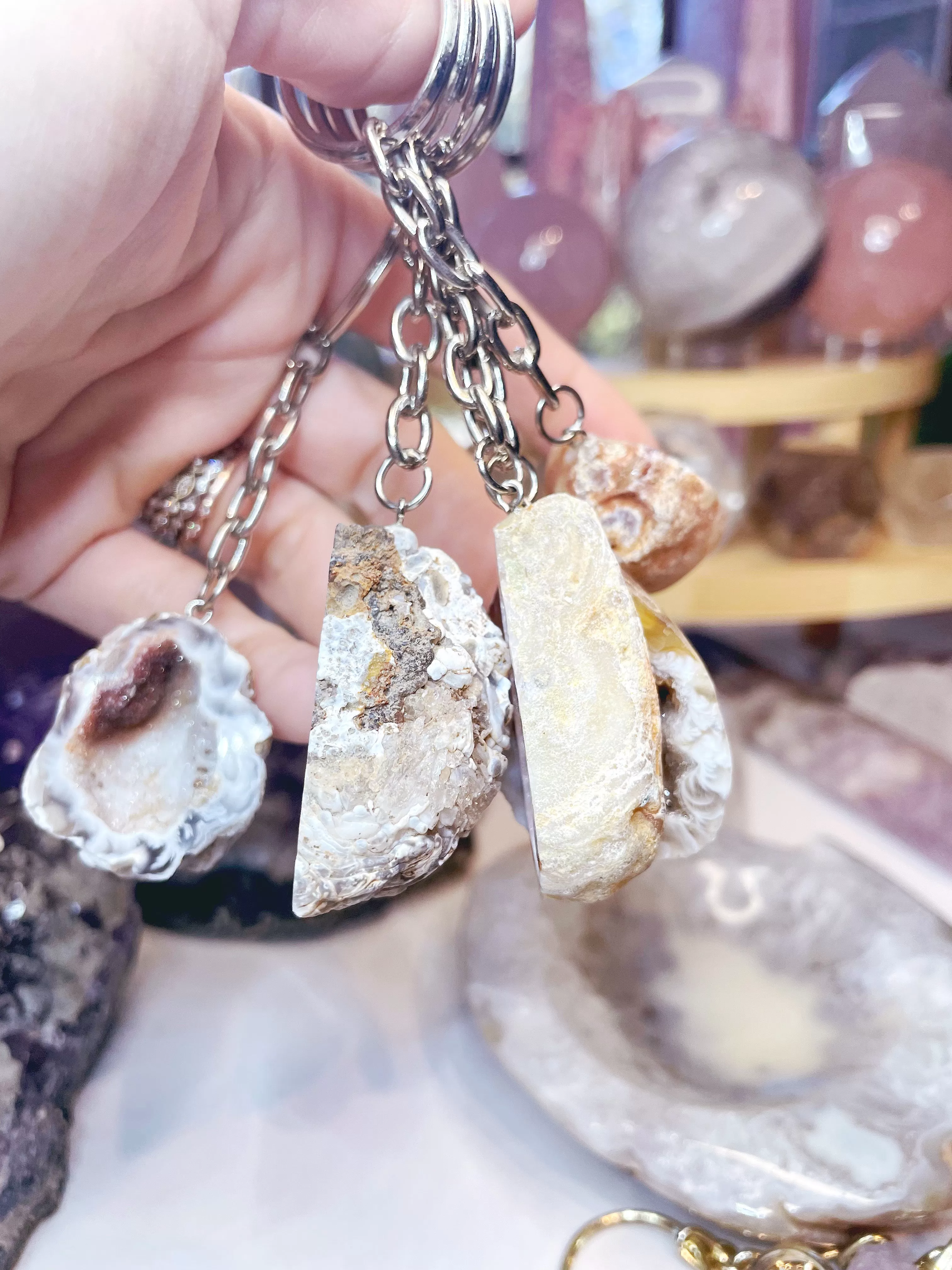 Druzy Geode Keychain