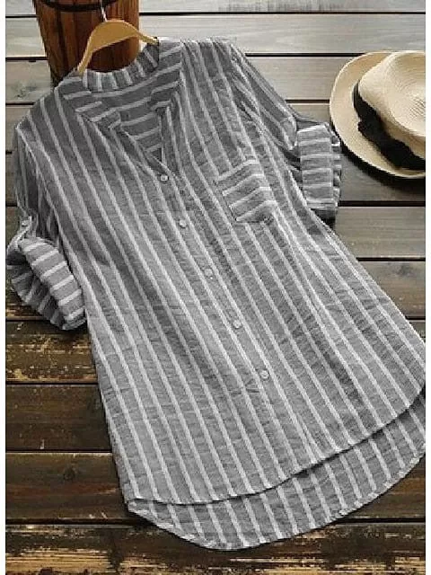 Elegant Striped Button-Front Blouse for Women