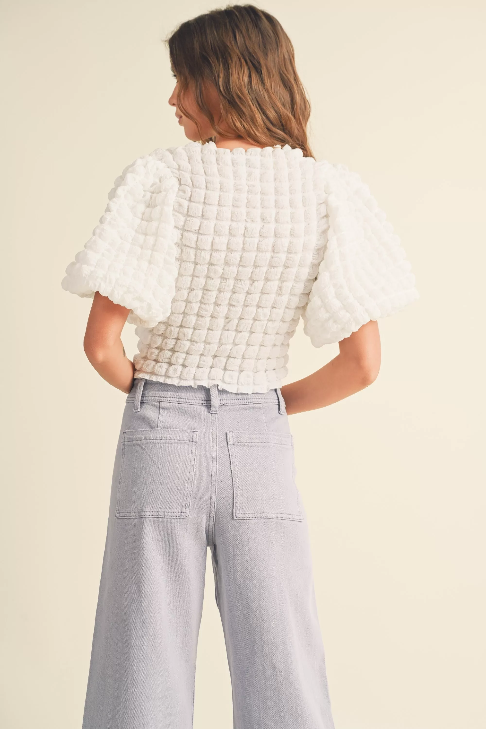 Ella Textured Blouse Off White