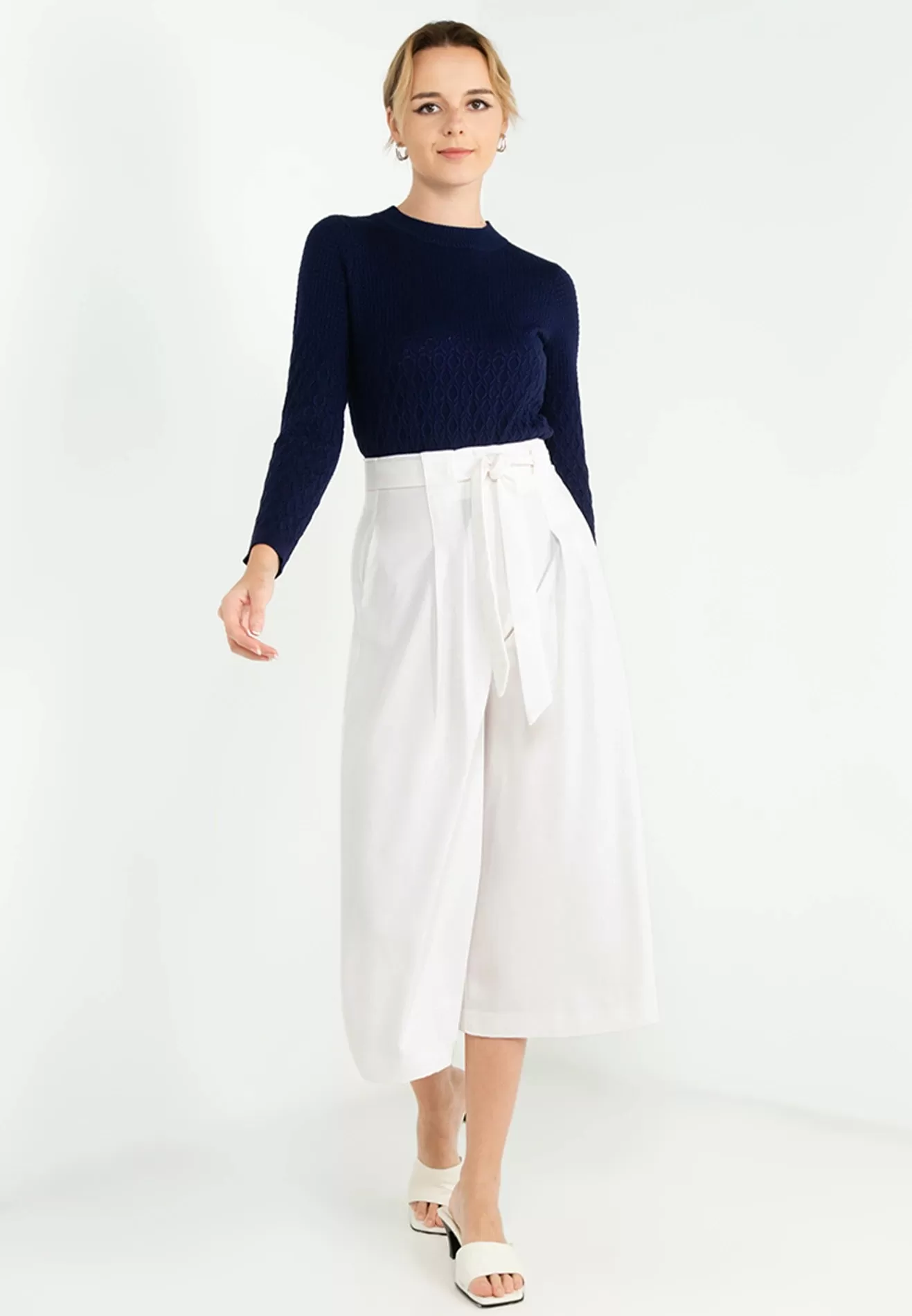 ELLE Apparel Classic Wide Leg Belted Pants