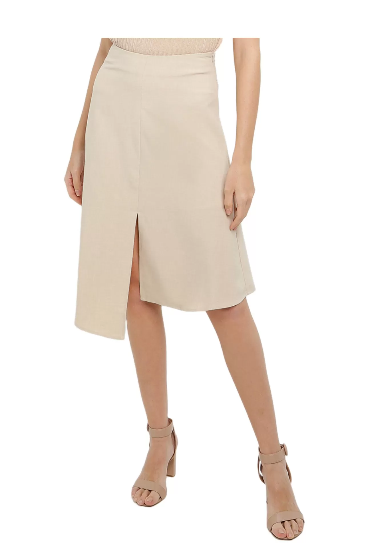 ELLE Apparel Irregular Hem Midi Skirt