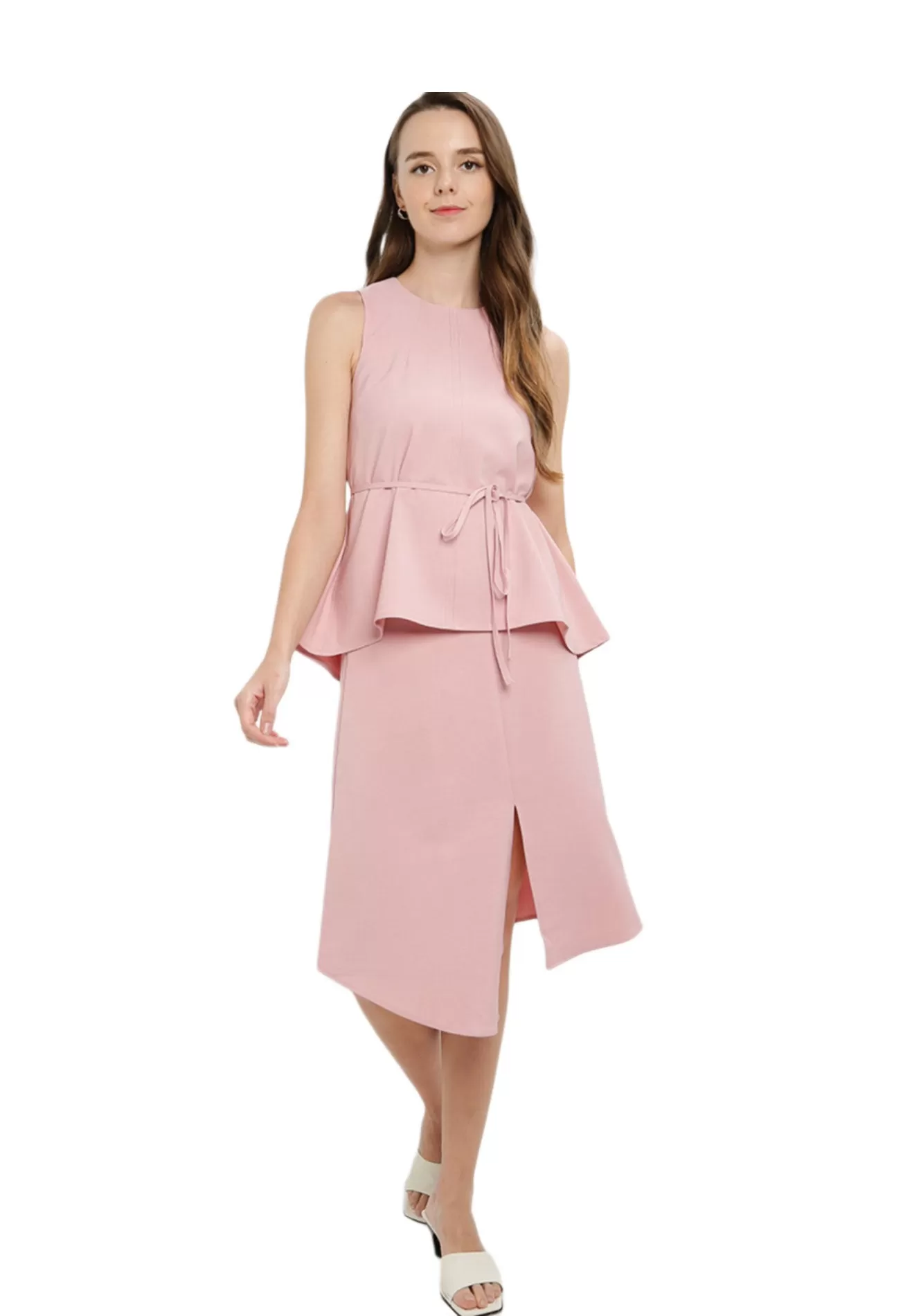 ELLE Apparel Irregular Hem Midi Skirt