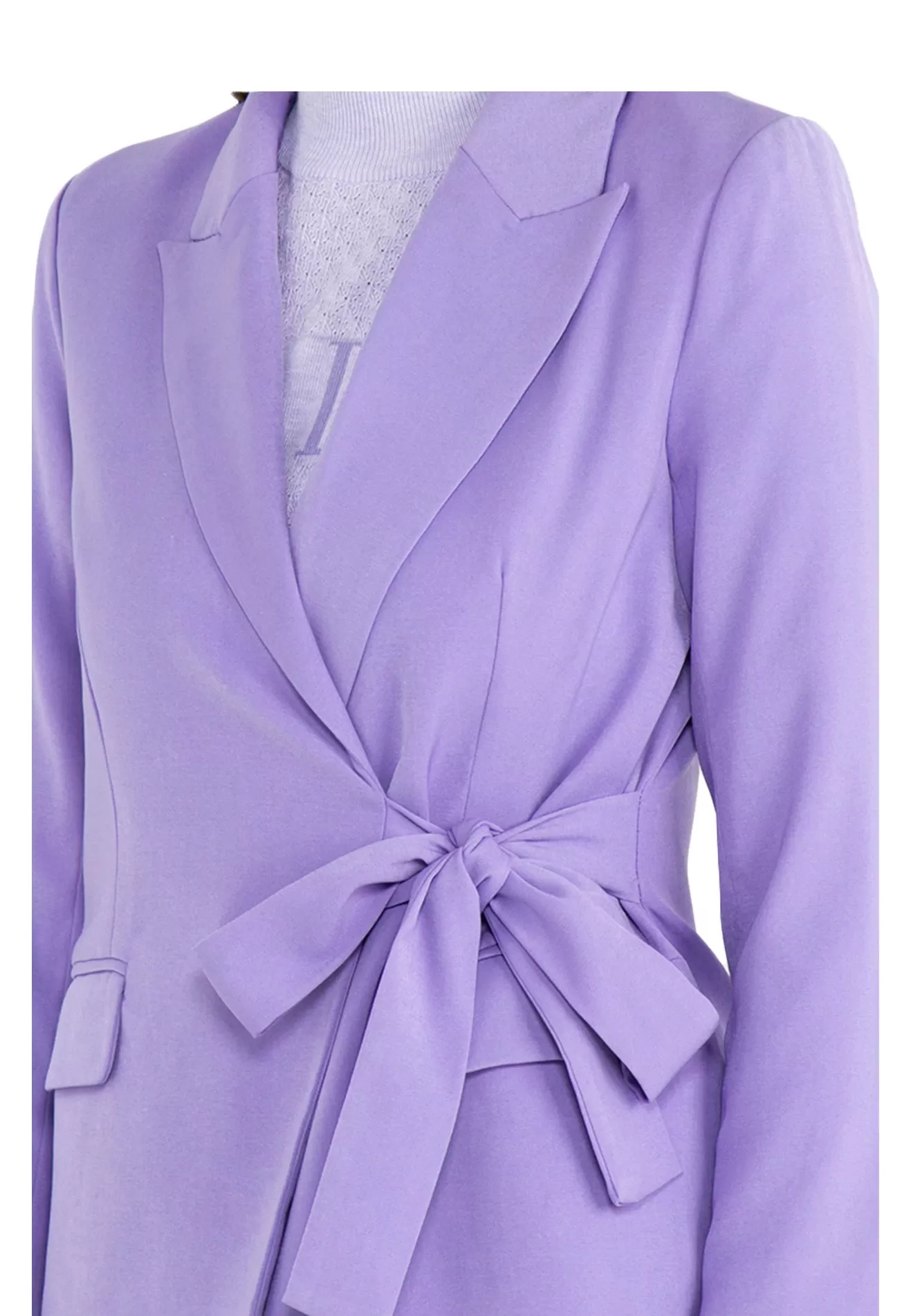 ELLE Apparel Notch Collar Padded Belted Blazer