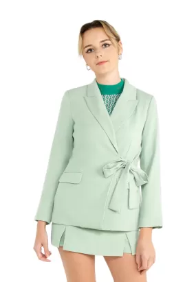 ELLE Apparel Notch Collar Padded Belted Blazer