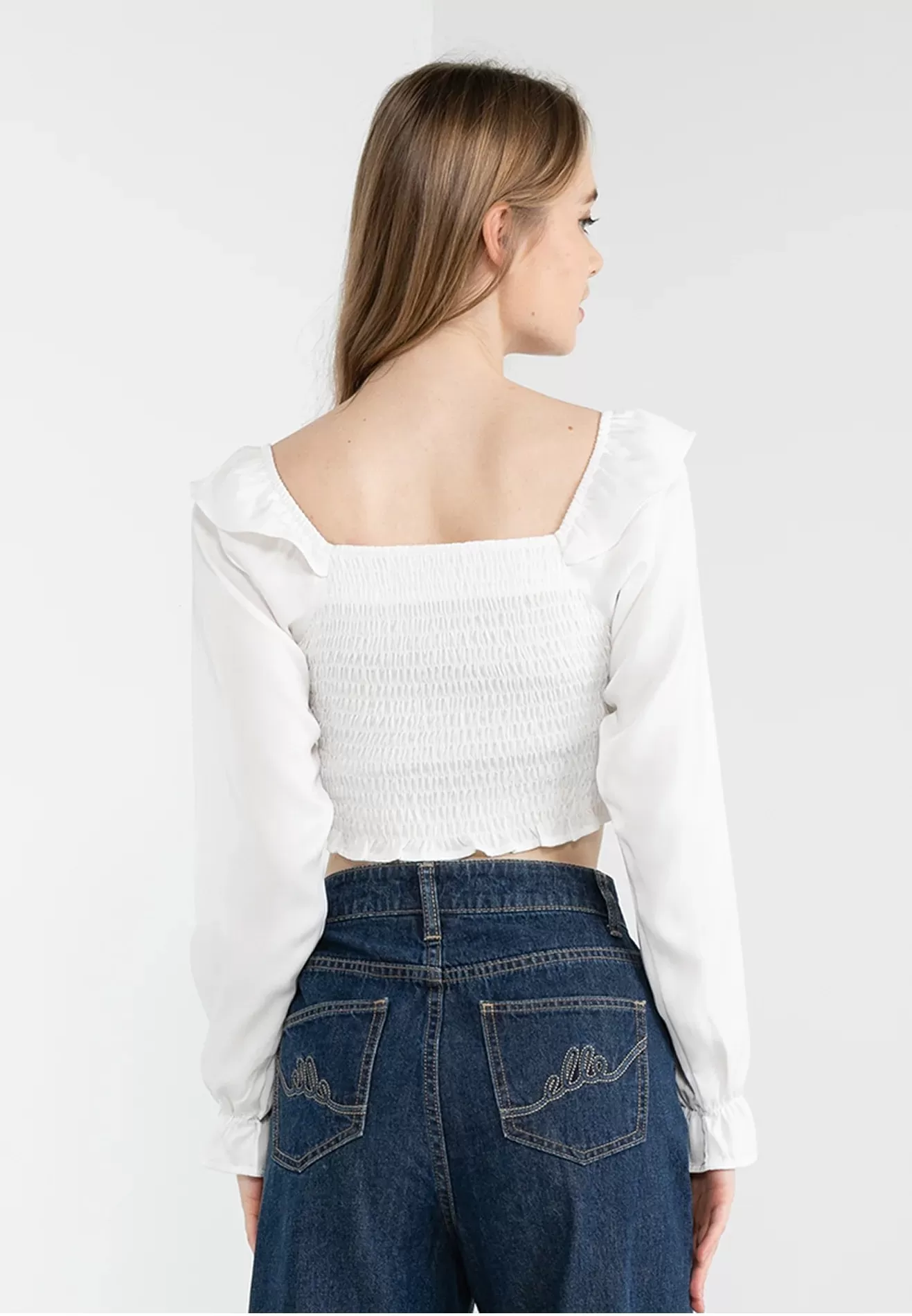 ELLE Apparel Ruffle Neck Bustier Crop Top