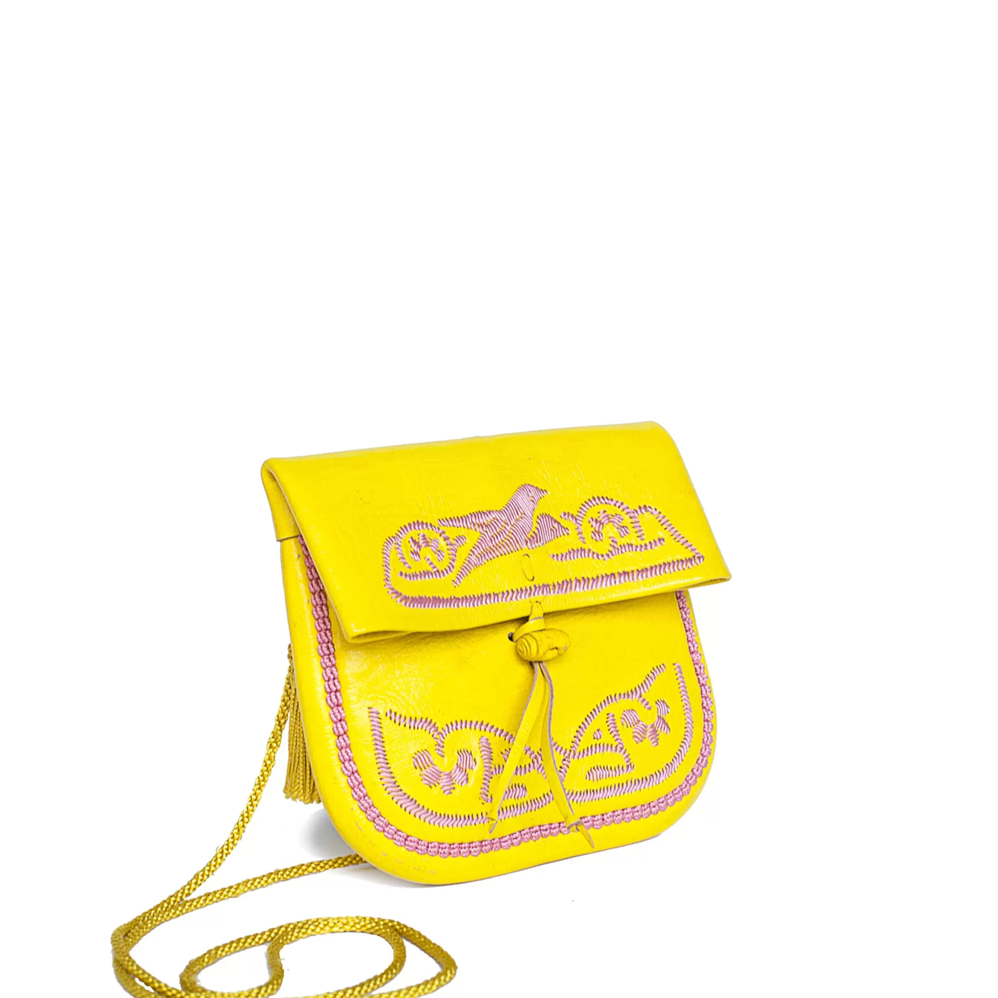 Embroidered Mini Crossbody Bag in Yellow, Rosé