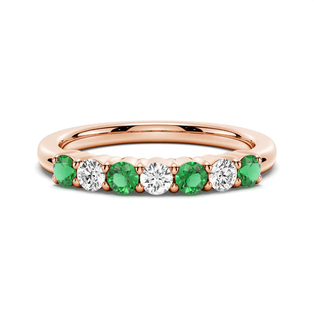 Emerald and White Sapphire Anniversary Band