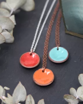 Enameled penny pendant necklace [made to order]