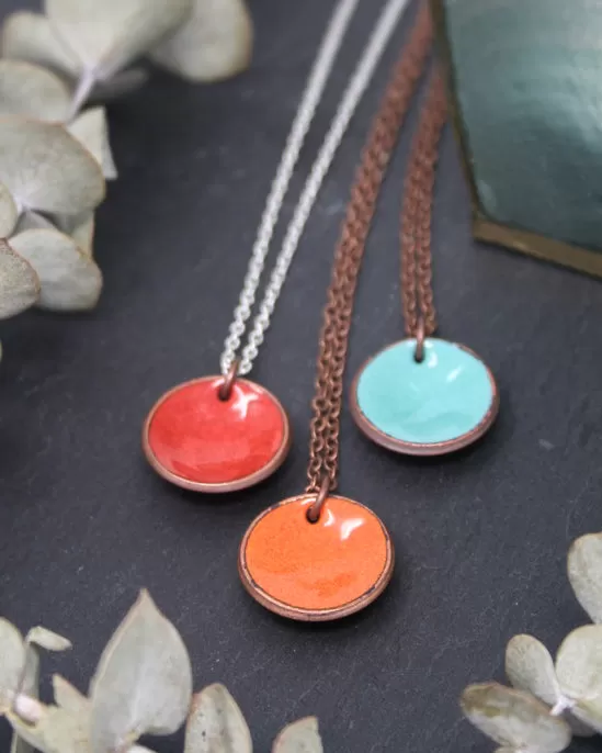 Enameled penny pendant necklace [made to order]