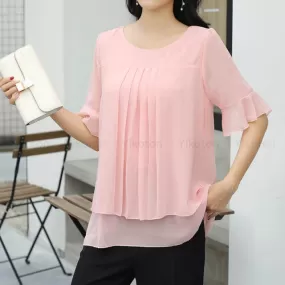 Fashion Tunic Dress Blouse - Pink