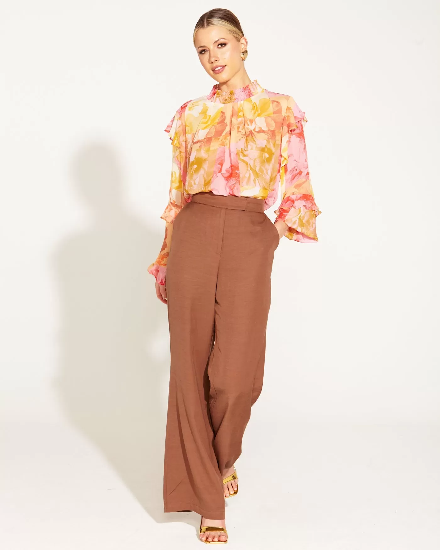 FB Earthly L/S Sheer Blouse - Paradise Floral