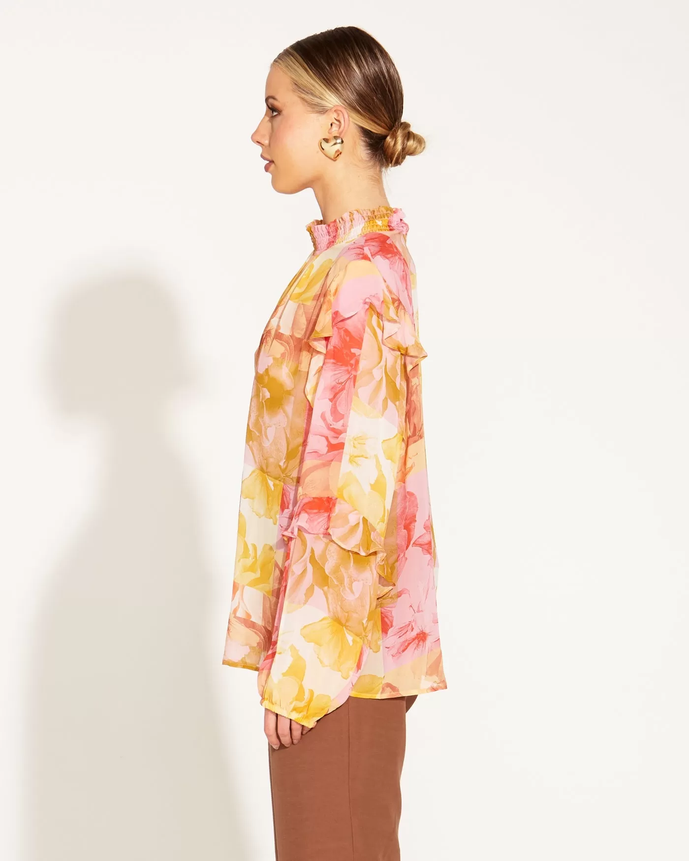 FB Earthly L/S Sheer Blouse - Paradise Floral