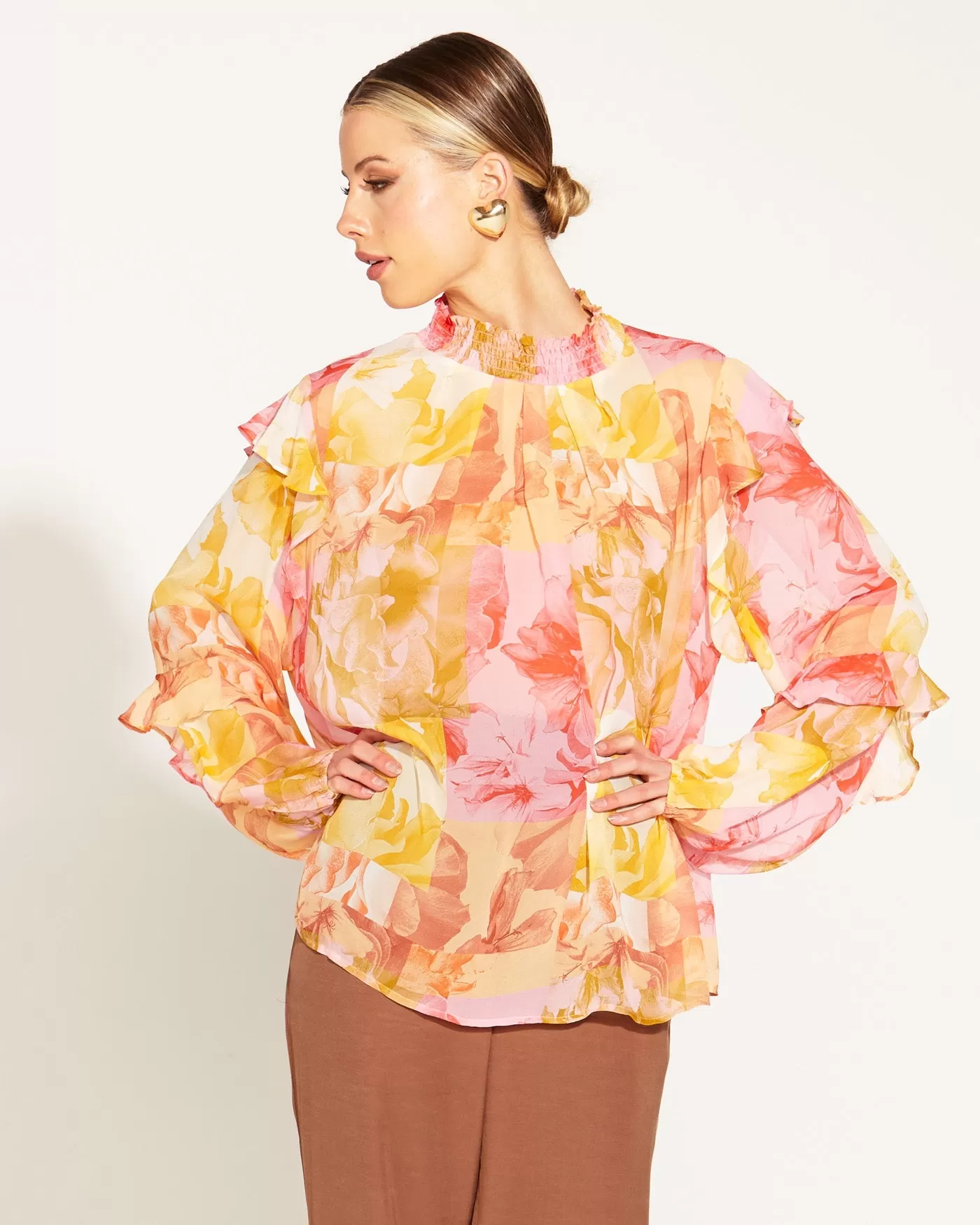 FB Earthly L/S Sheer Blouse - Paradise Floral