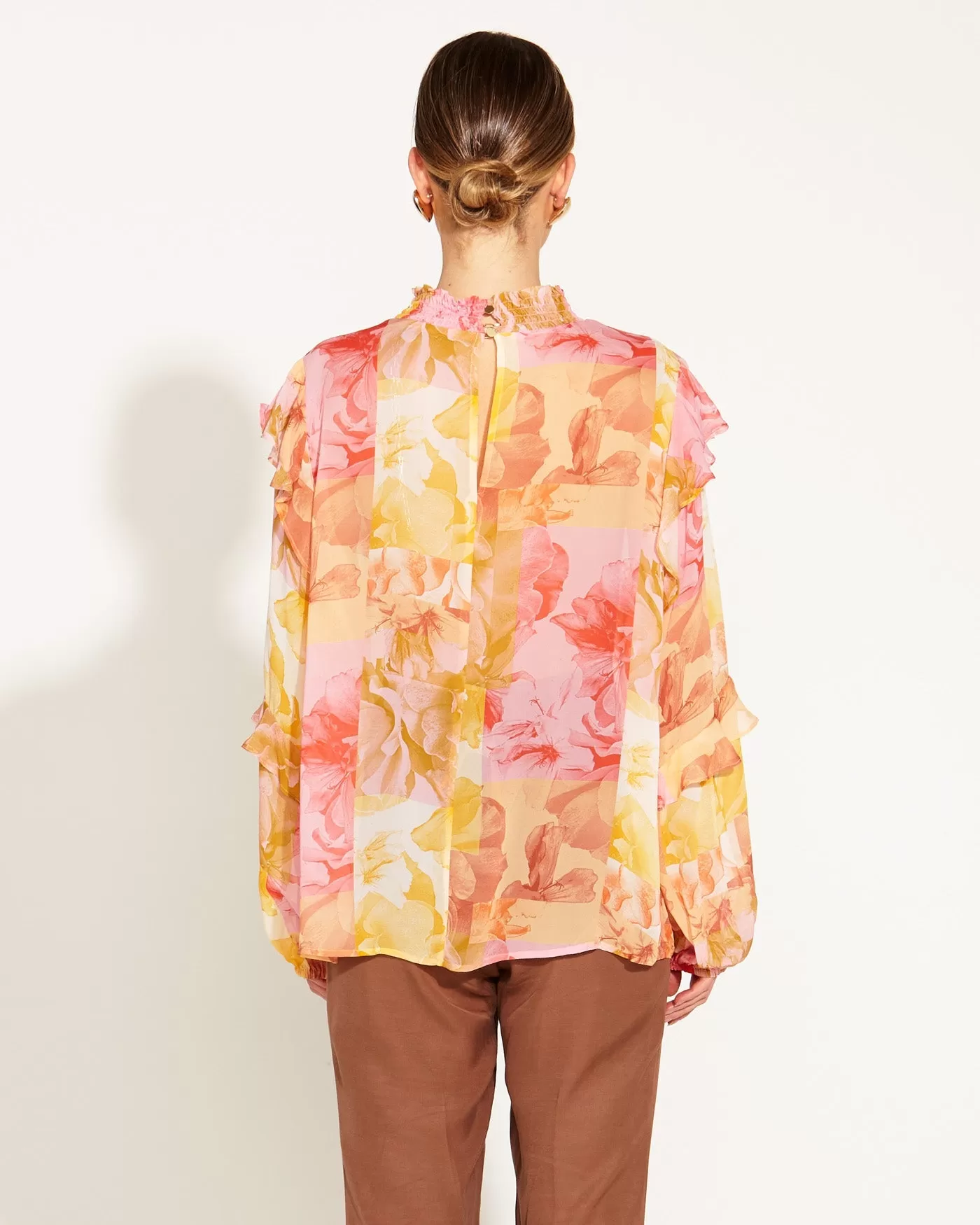 FB Earthly L/S Sheer Blouse - Paradise Floral