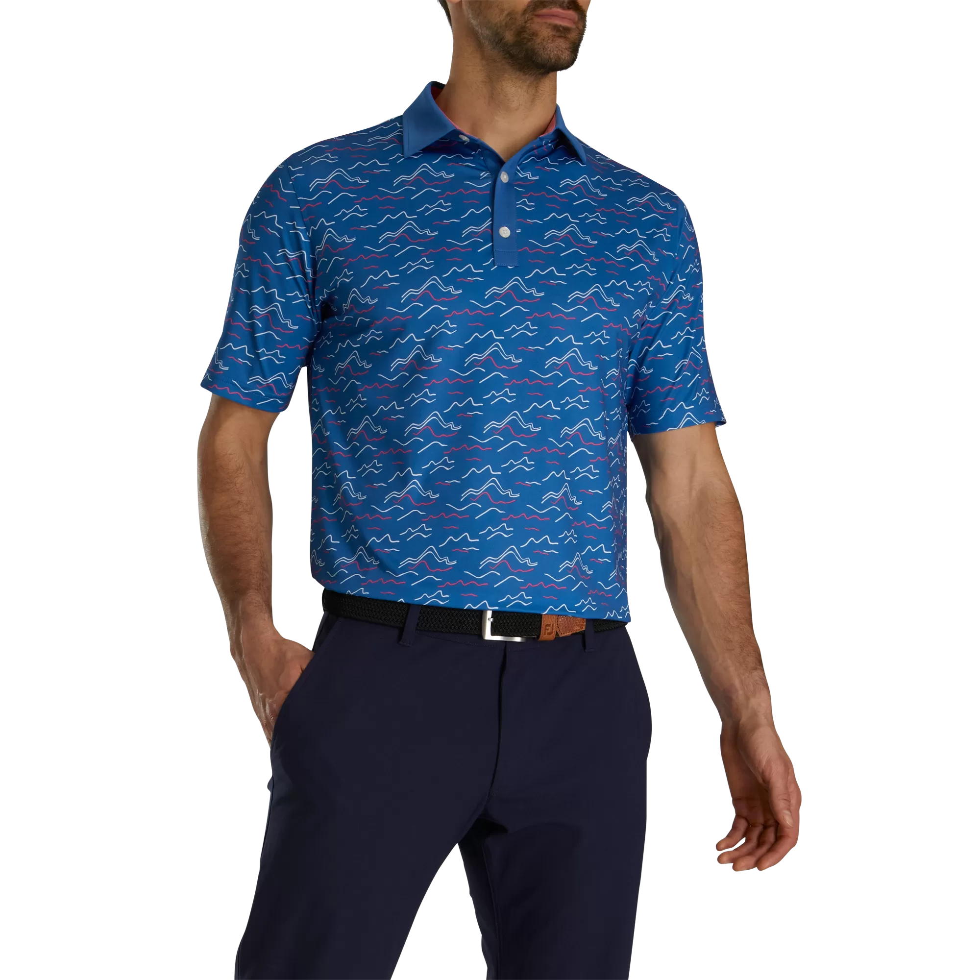 FootJoy Wave Print Lisle Self Collar Polo