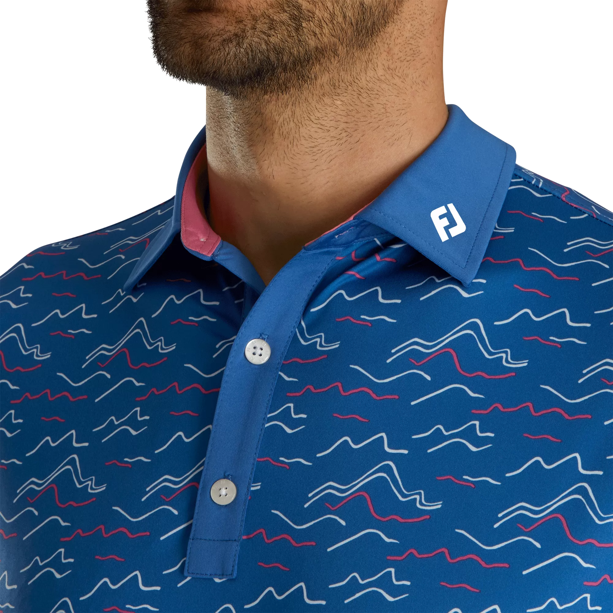 FootJoy Wave Print Lisle Self Collar Polo