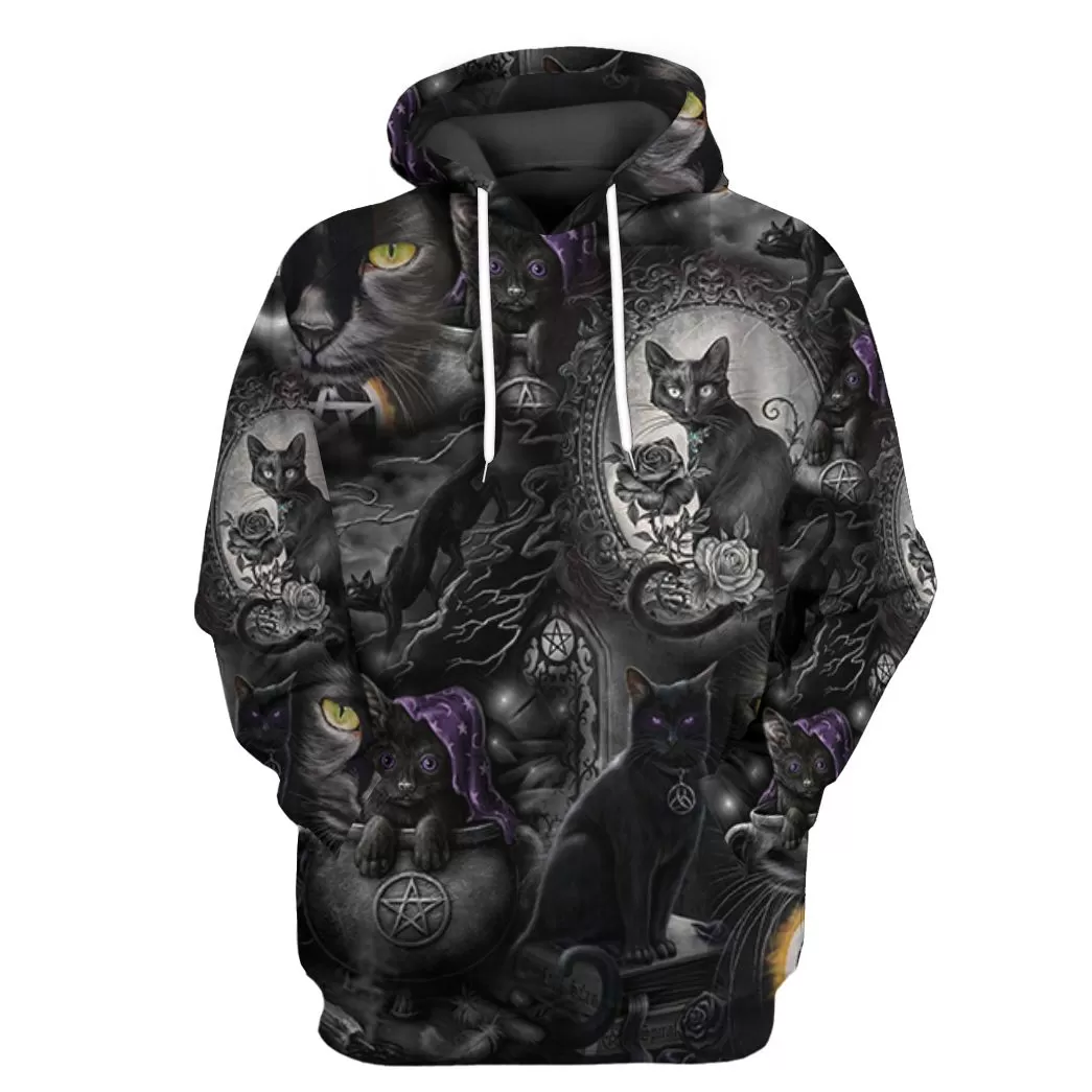 Gearhuman 3D Black Cat Tshirt Hoodie Apparel