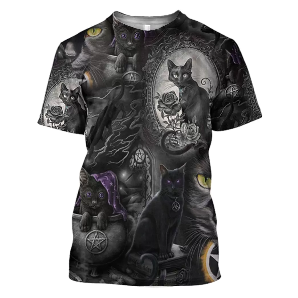 Gearhuman 3D Black Cat Tshirt Hoodie Apparel