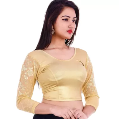 Gold Shimmer Readymade Stretchable Saree Blouse