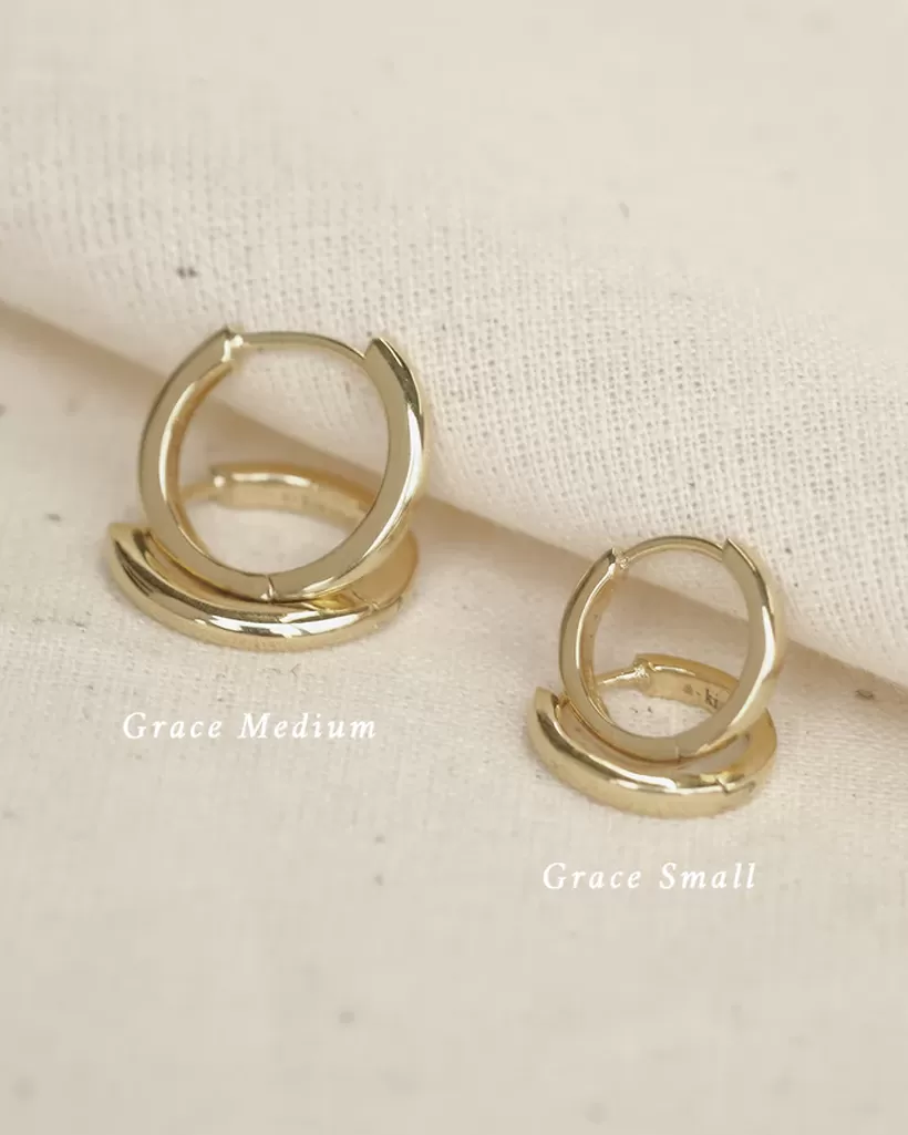 Grace Small Solid Gold Hoops - White Gold