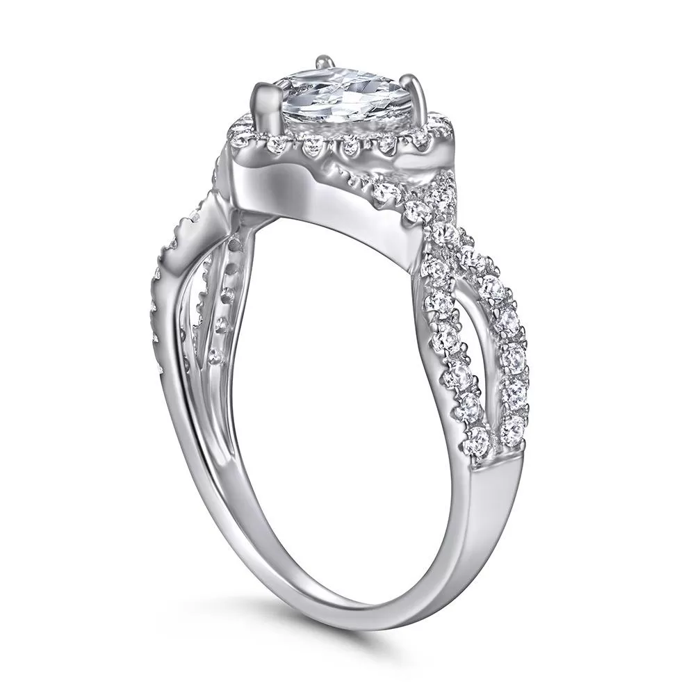 Heart Halo Split Shank Engagement Ring