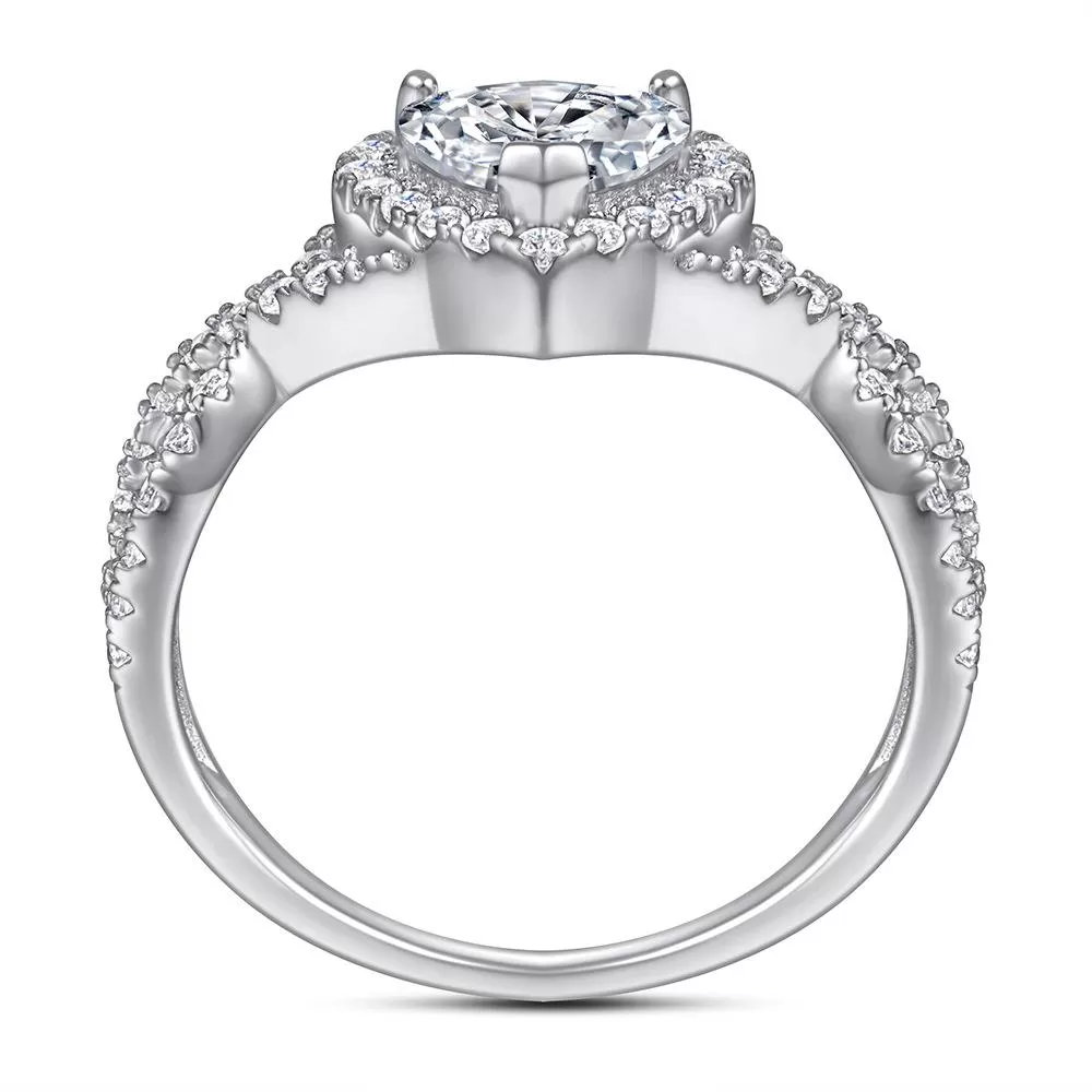 Heart Halo Split Shank Engagement Ring