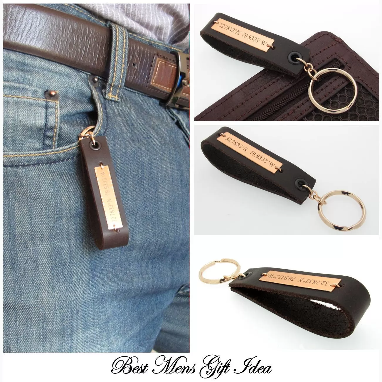 Key Chain for Men - Brown Leather Key Chain