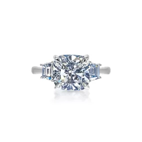 LARA 4 Carat G VVS2 Cushion Cut Lab Grown Diamond Engagement Ring. IGI Certified