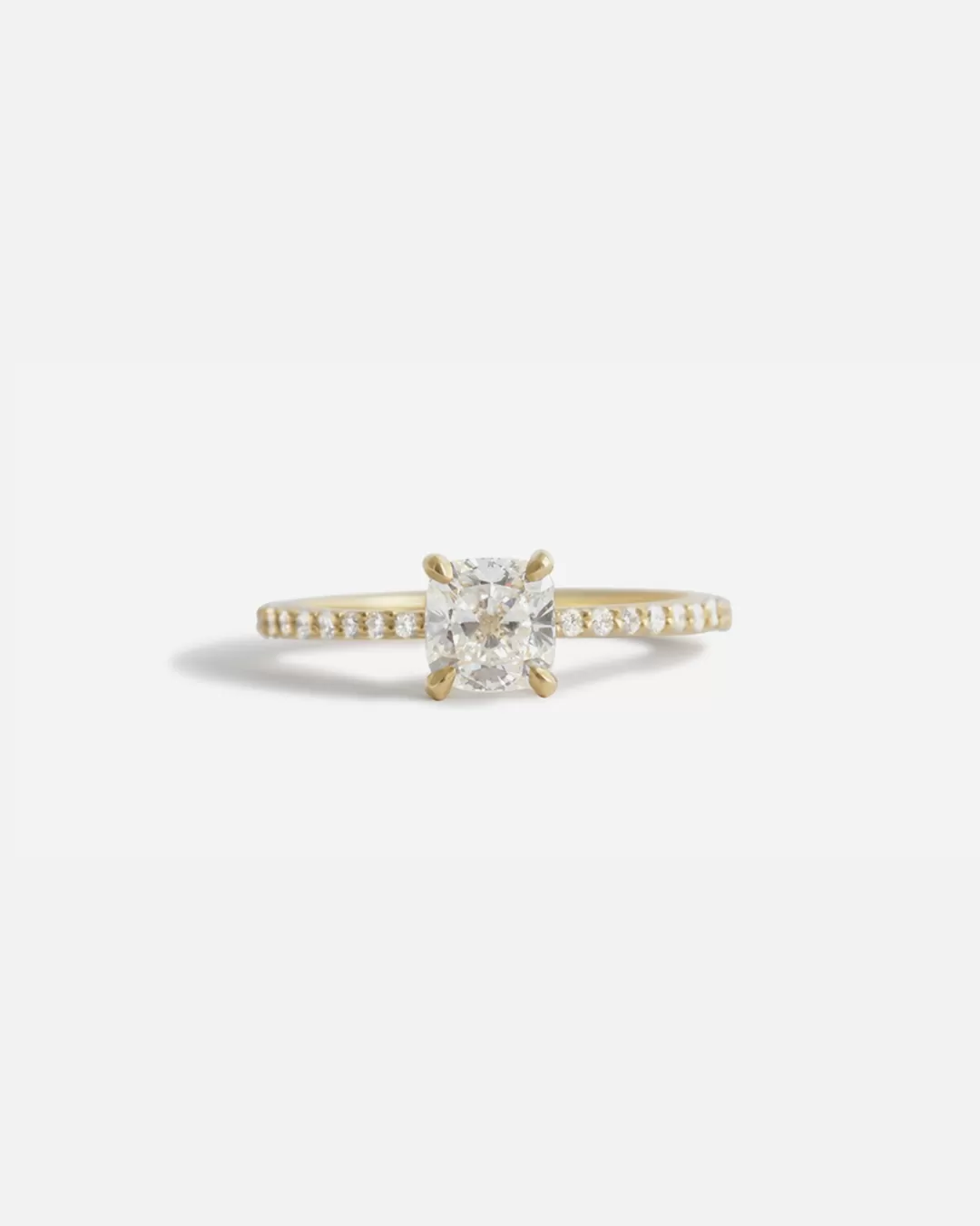 Lara / White Cushion   Pave Ring