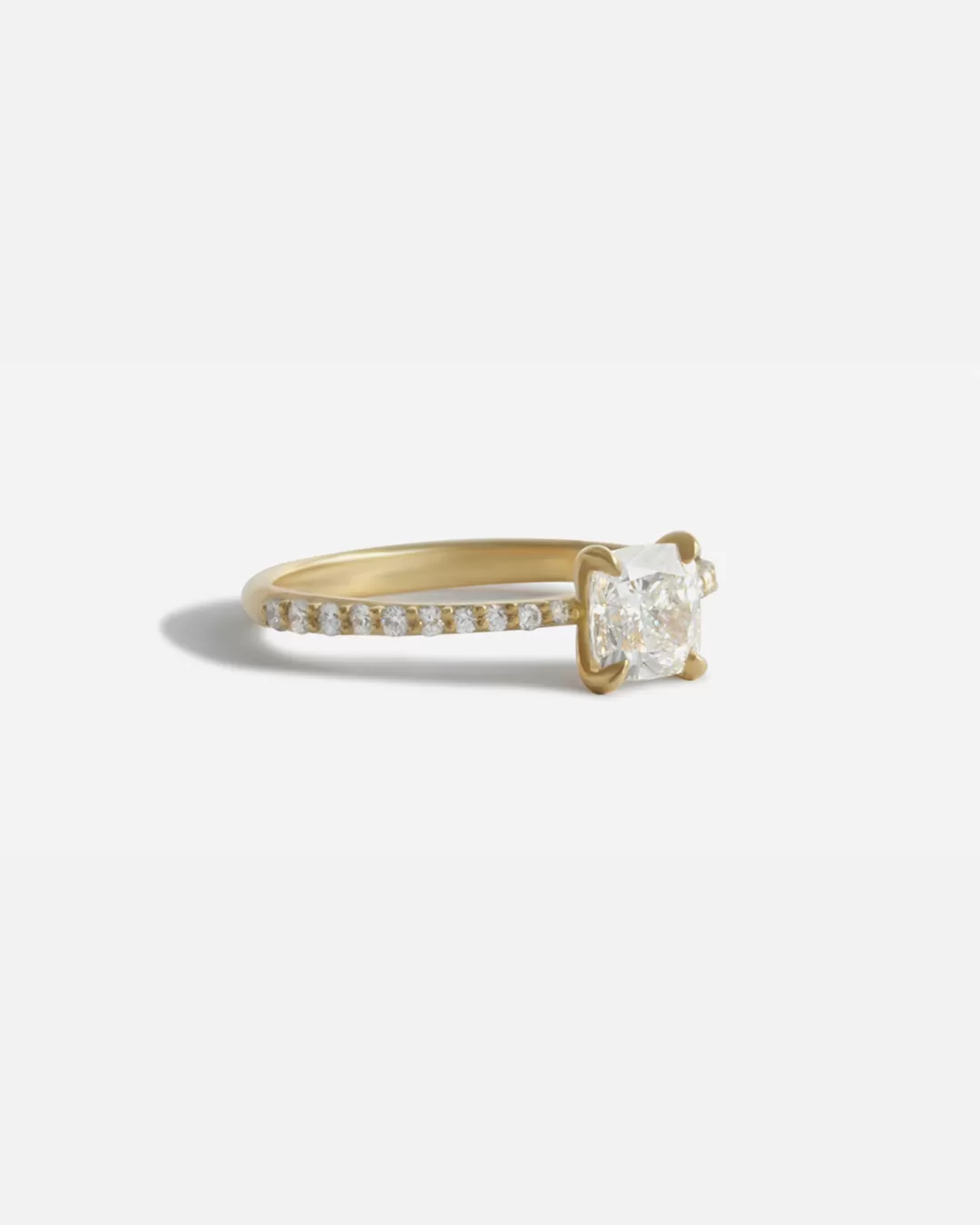 Lara / White Cushion   Pave Ring