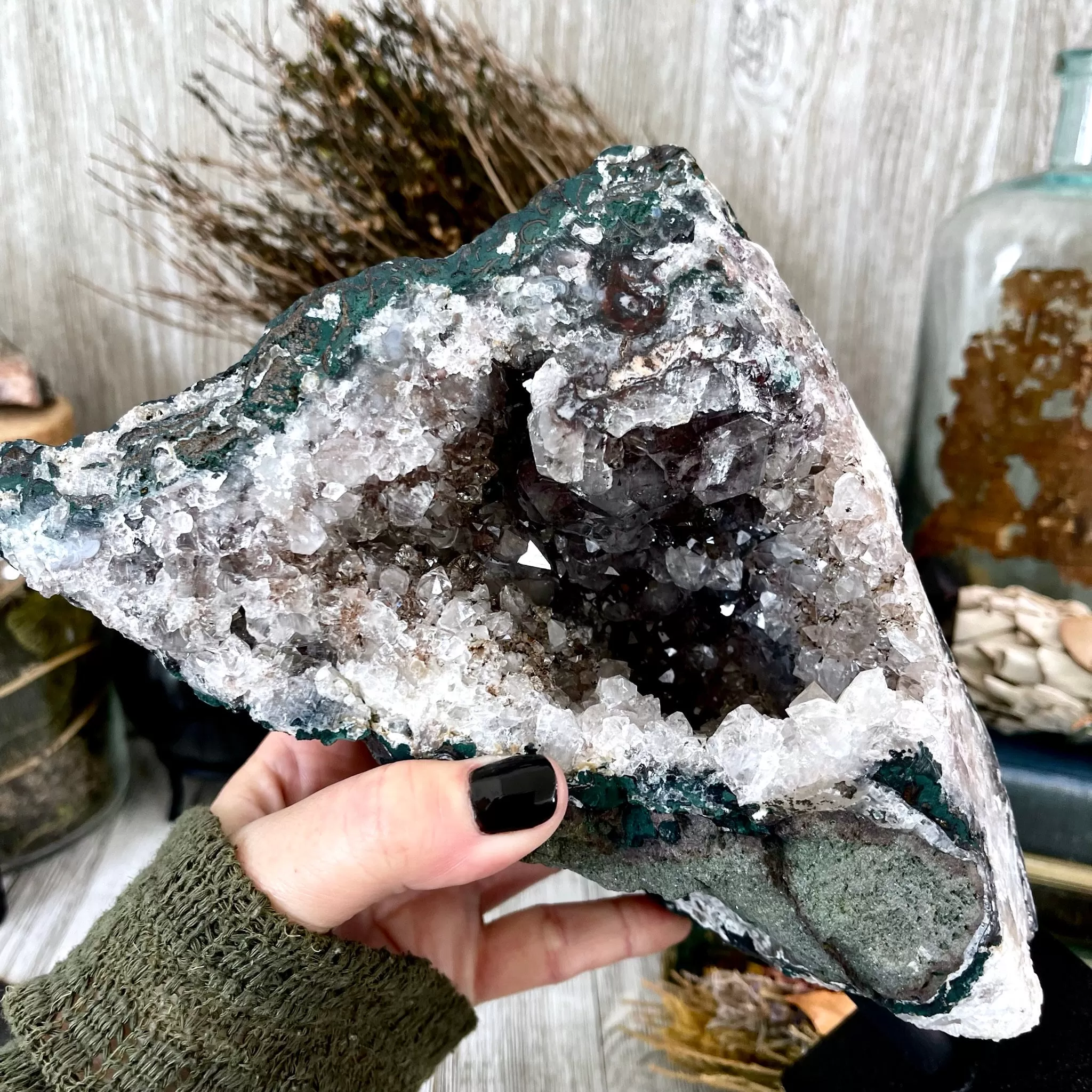 Large Purple Amethyst Crystal Druzy Geode With Stand / FoxlarkCrystals