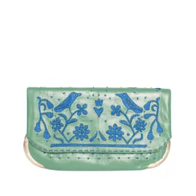 Lovebirds Evening Clutch Bag in Dark Green, Blue