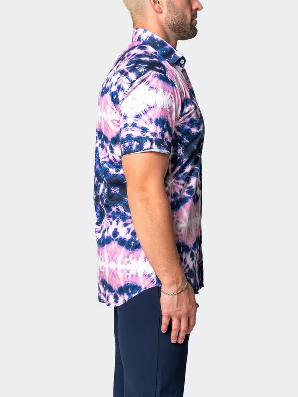 Maceoo Stretch Short-Sleeve Shirt | Galileo TieDyeStars Blue