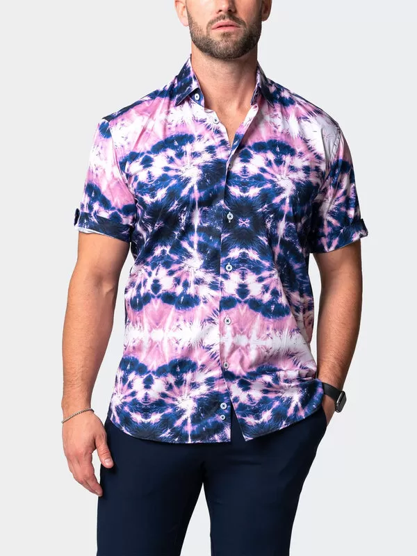 Maceoo Stretch Short-Sleeve Shirt | Galileo TieDyeStars Blue