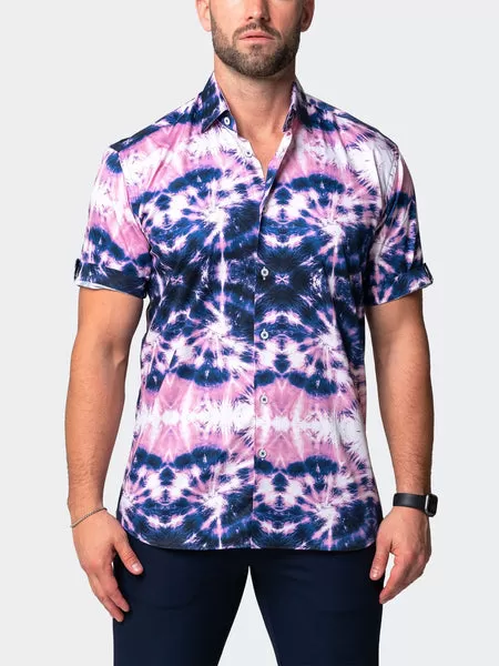 Maceoo Stretch Short-Sleeve Shirt | Galileo TieDyeStars Blue