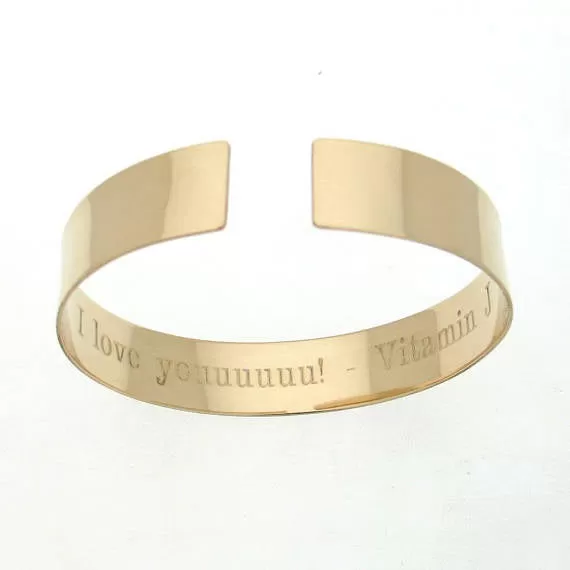 Mens Custom Engraved Gold Cuff