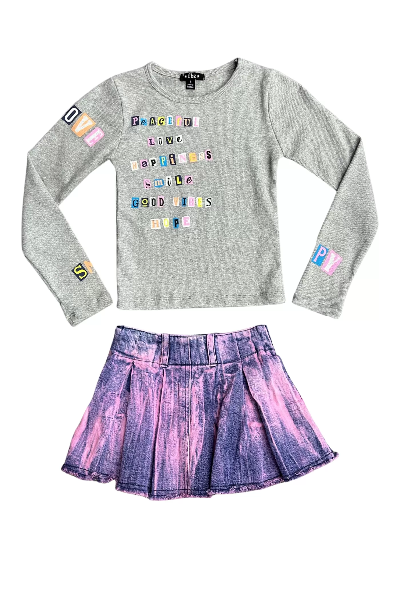 Misty Grey Scrapbook Screen Long Sleeve Tee