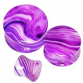 Natural Purple Stripe Agate Saddle Stone WildKlass Plug