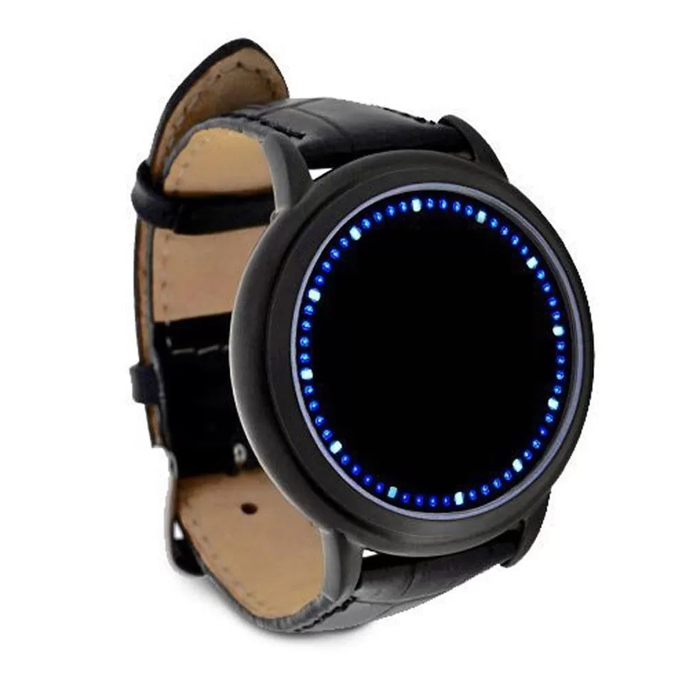 New stylish Blue LED Soft Leather Touch Screen Watch