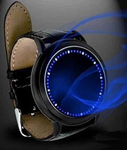 New stylish Blue LED Soft Leather Touch Screen Watch