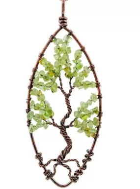 Pendant, Copper Tree-Peridot