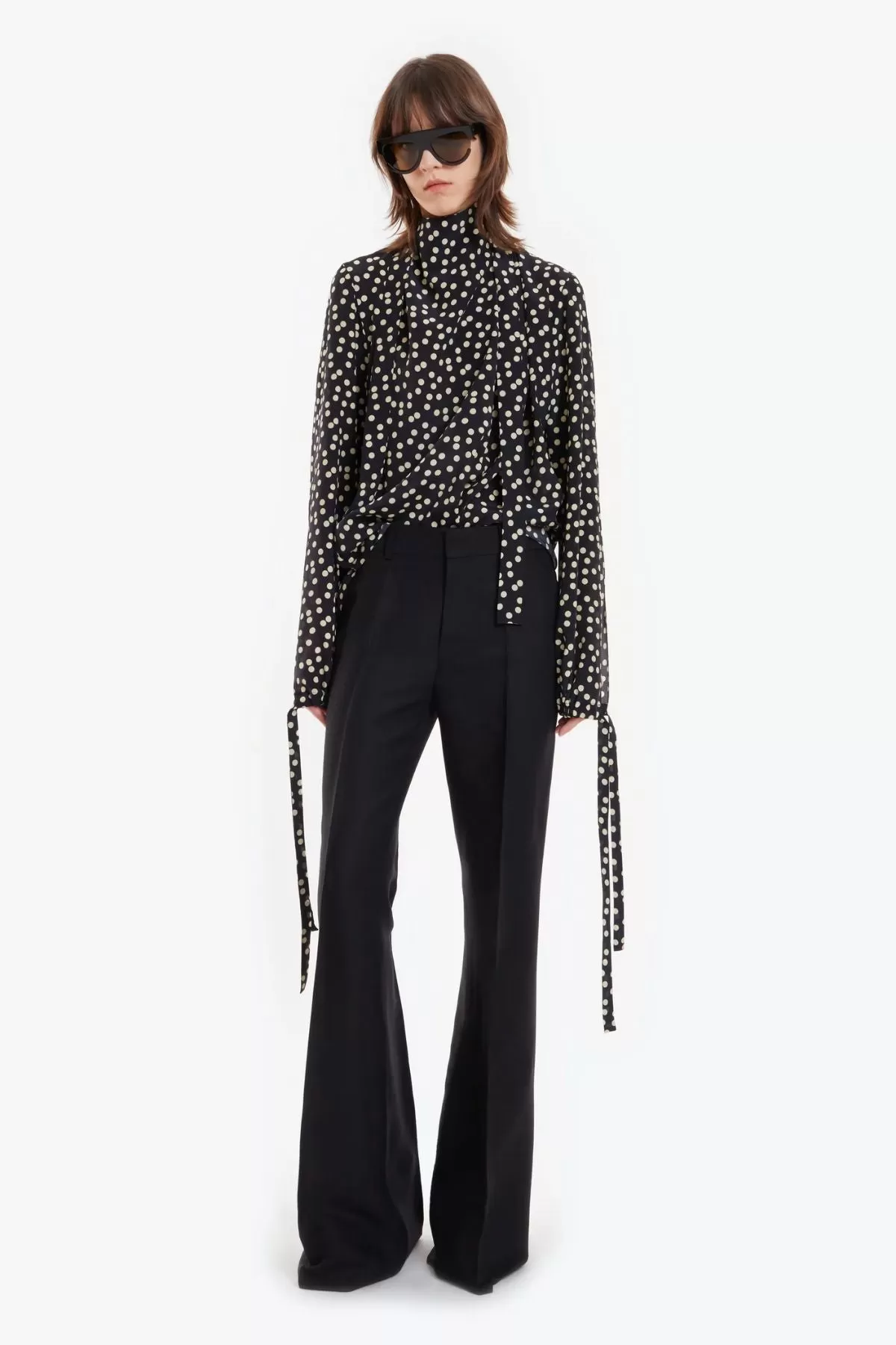 Petar Petrov Gallery Silk Blouse - Black/ Ivory Dot