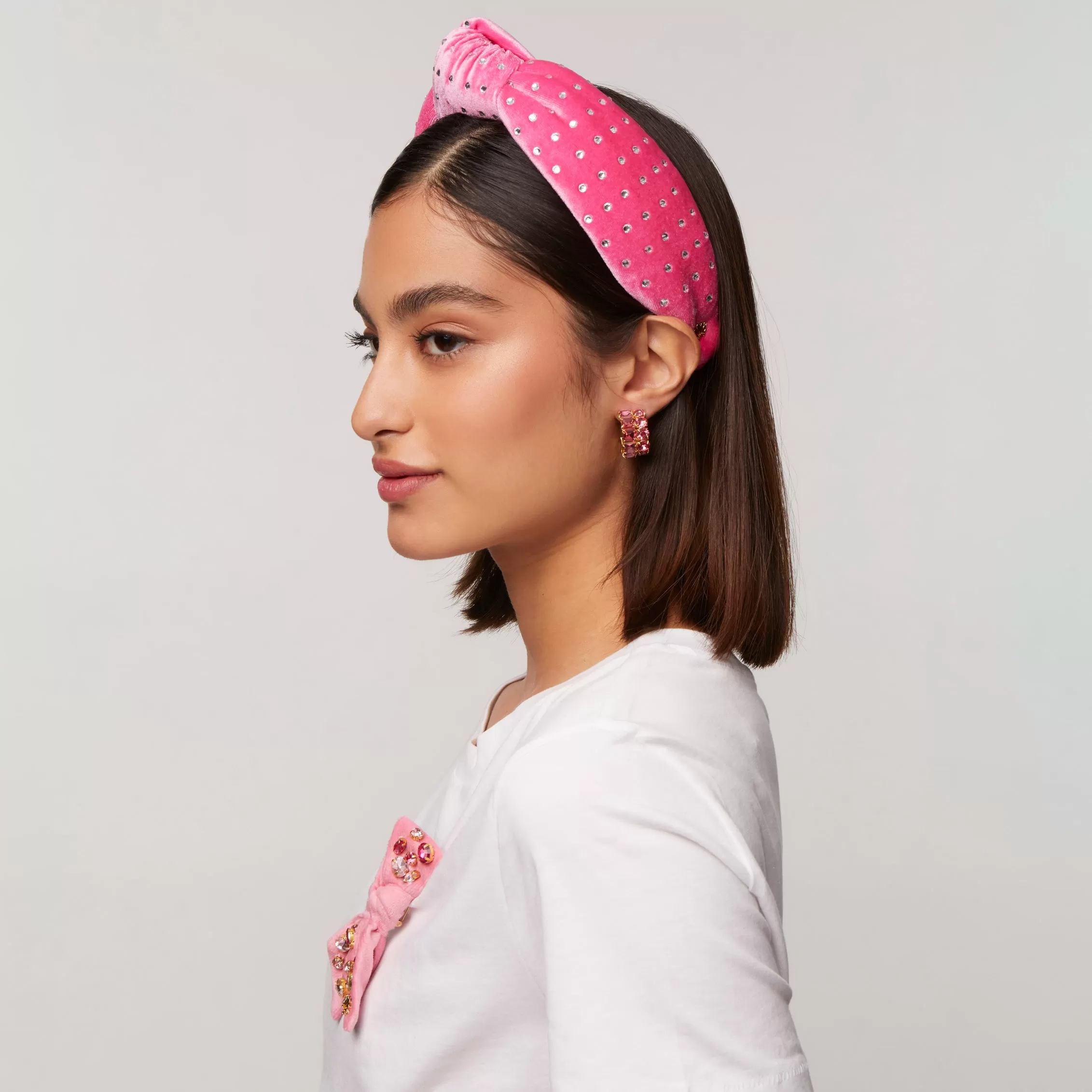 PINK CRYSTAL DOTTED KNOTTED HEADBAND