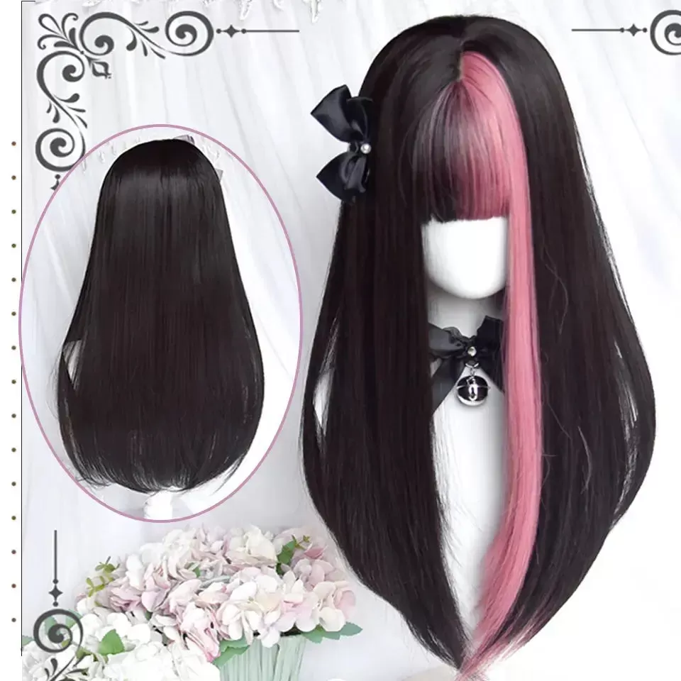 Pink Purple With Black Kawaii Wigs ON1363