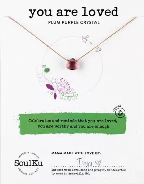 Plum Purple Crystal Soul Shine Necklace for You Are Loved