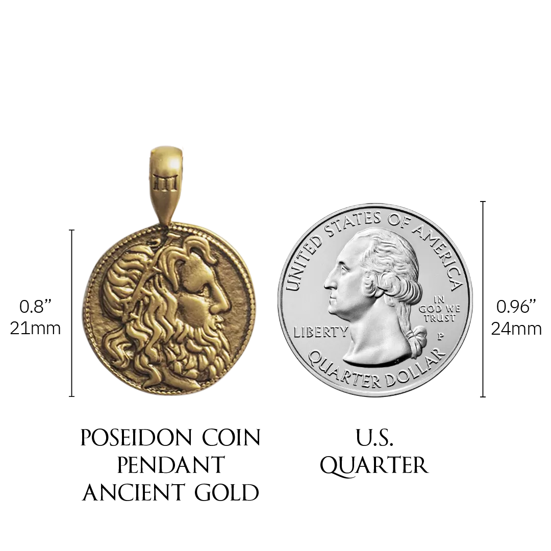 Poseidon Coin Pendant - Ancient Gold