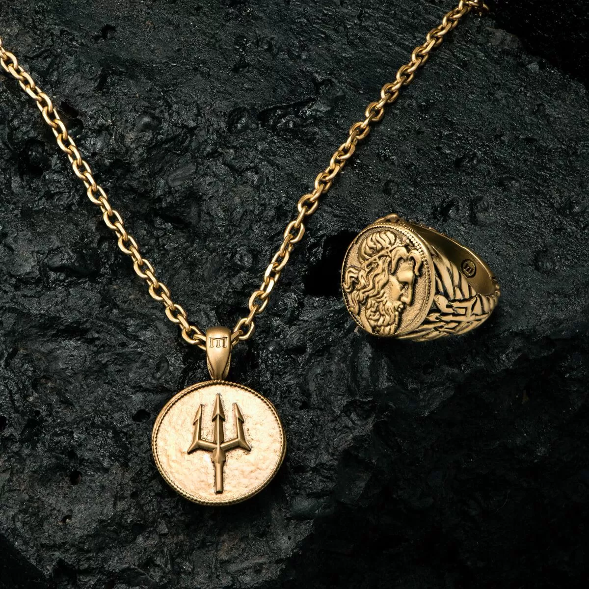 Poseidon Coin Pendant - Ancient Gold