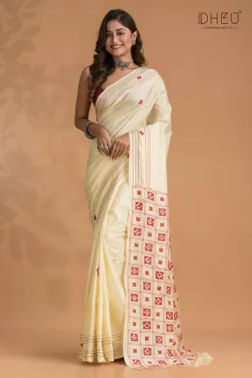 Pure Silk Kantha Stitch Saree (With Silk Mark Certified)