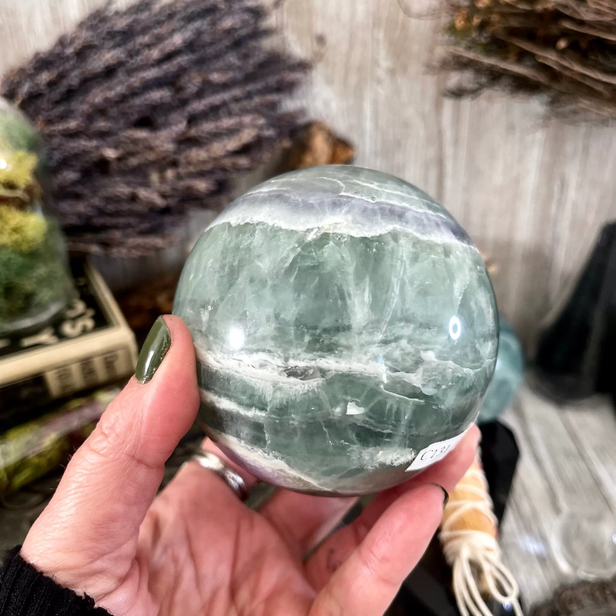 Purple and Green Fluorite Crystal Ball / FoxlarkCrystals