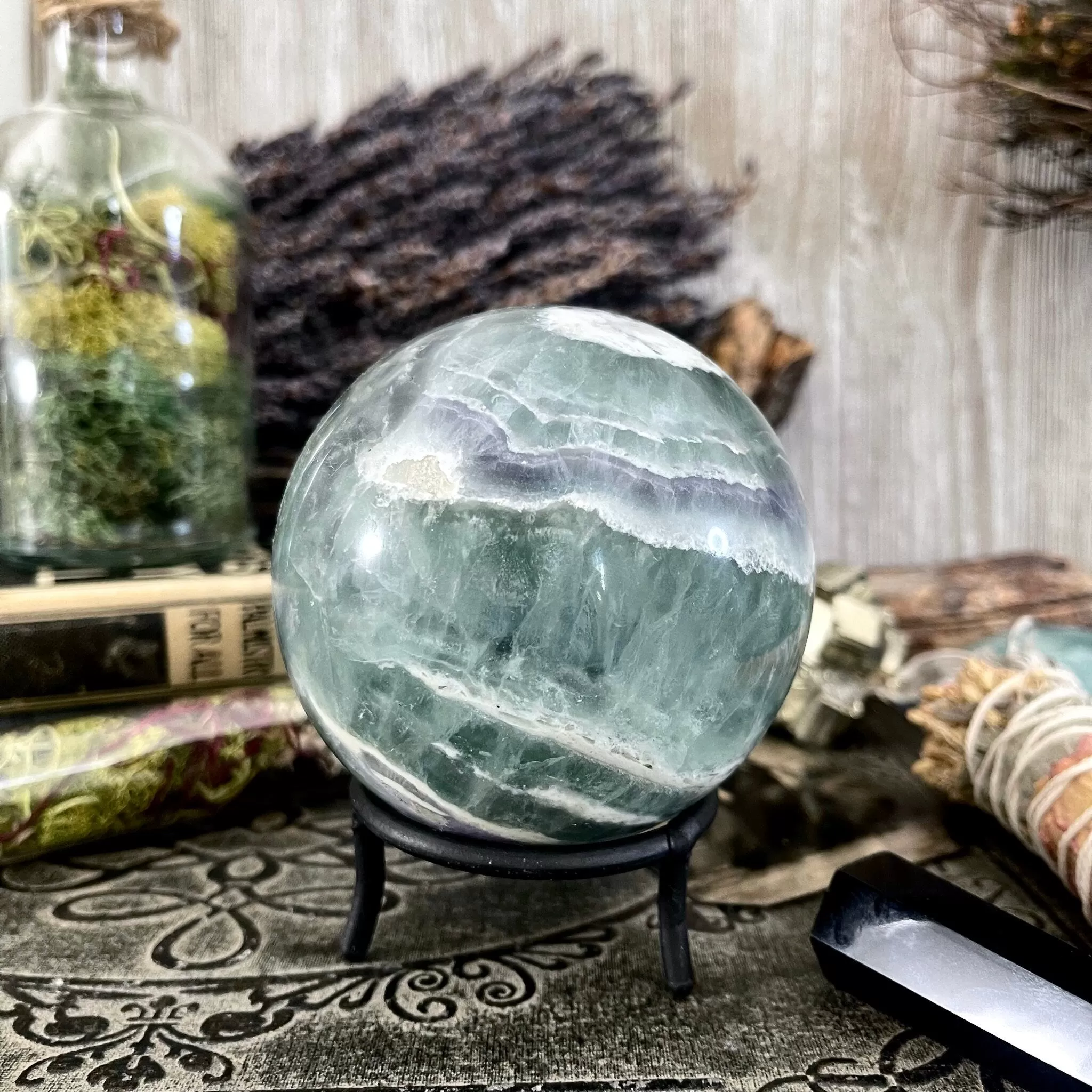 Purple and Green Fluorite Crystal Ball / FoxlarkCrystals